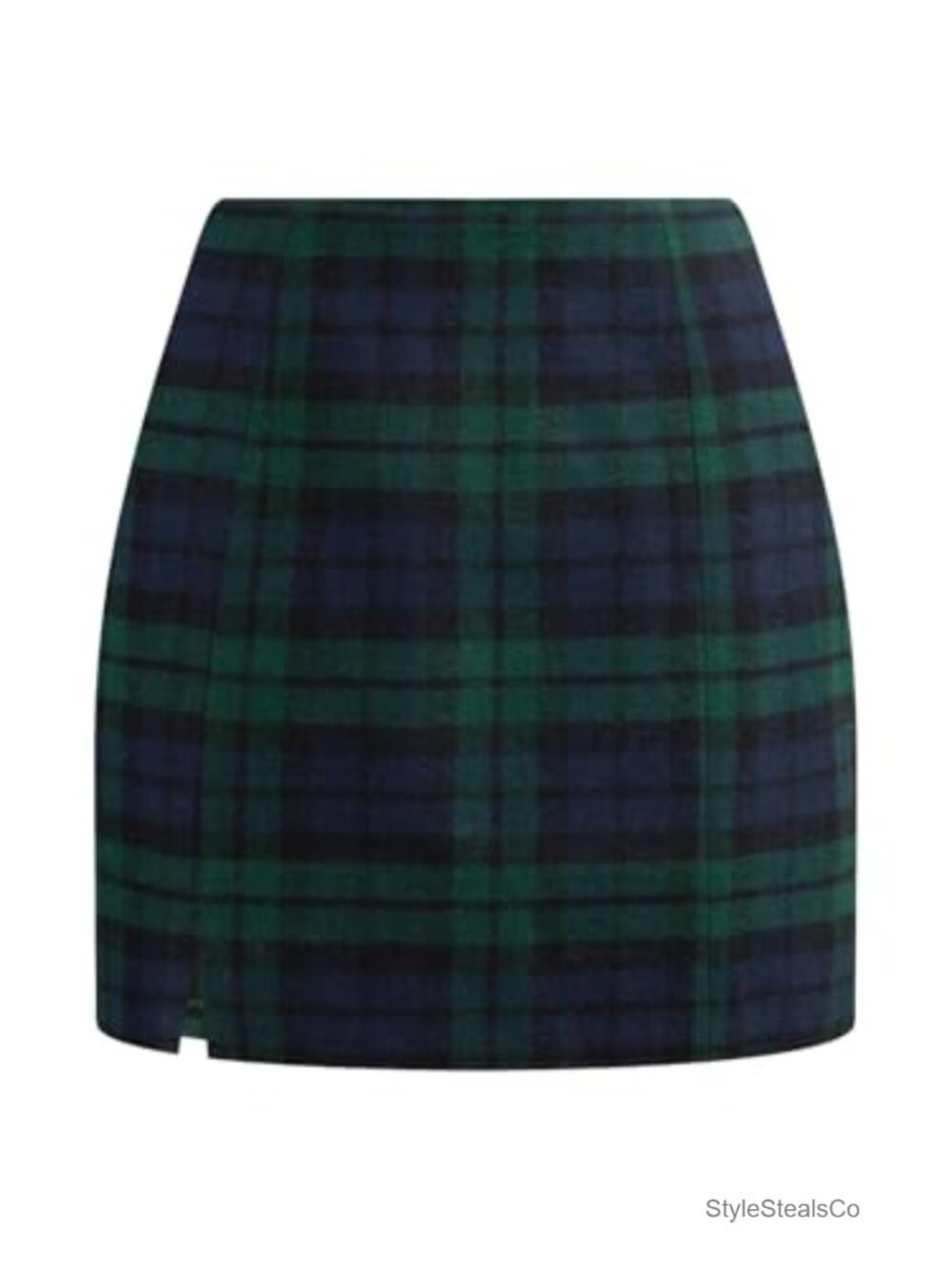 Plaid Mini Skirt High Waisted Bodycon A-Line Slit Polyester Casual